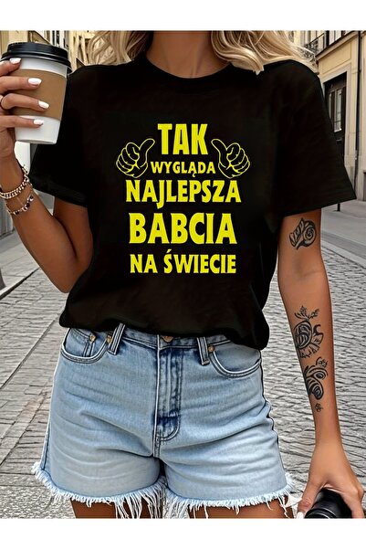 NOURAM تي شيرت نسائي يحمل عبارة 'TAK WYGL?DA NAJLEPSZA BABCIA NA ?WIECIE' بال...