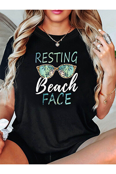 12 HERTZ تي شيرت ESTING Beach FACE مطبوع عليه حروف، قميص كاجوال بأكمام قصيرة ...