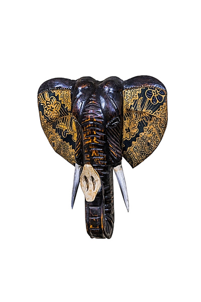 Disini Masca de perete din lemn Indian Patterns Coffee Elephant