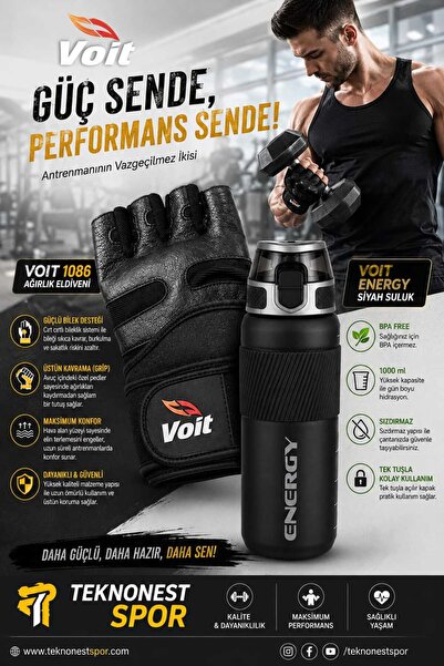 Voit xlarge 1086 ağırlık eldiveni + 1000 ml siyah suluk