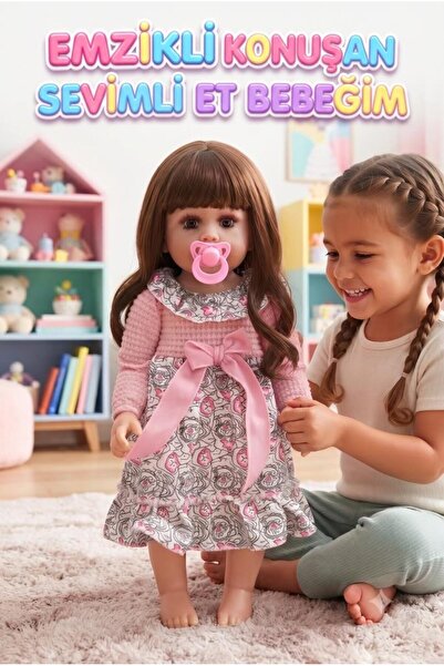 Tıfıl Toys Emzikli Sevimli %100 Et Bebek - 50 cm Konuşan Gerçekçi Oyun Arkada...