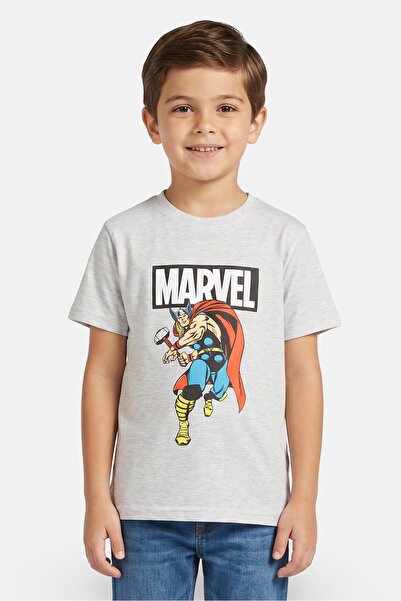 Marvel Kids Boy Crew Neck Short Sleeve Thor Print T-Shirt, Grey