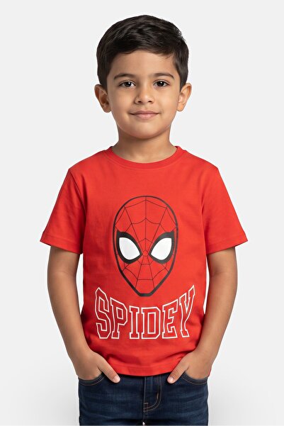 Marvel Kids Boy Crew Neck Short Sleeve Spiderman Print T-Shirt, Red