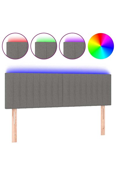 vidaxl Tăblie de pat cu LED, gri închis, 144x5x78/88 cm, textil