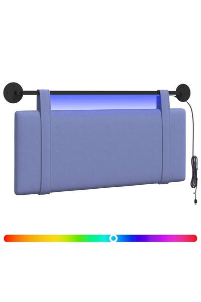 vidaxl Tăblie de pat suspendată Cu lumină LED Albastru Jeans Țesătură