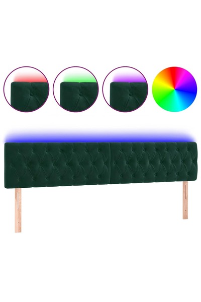 vidaxl Tăblie de pat cu LED, verde închis, 200x7x78/88 cm, catifea