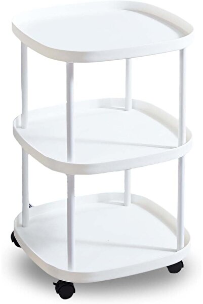 Arabest Side Table with Wheels,3-Tier Plastic Mobile Sofa Accent Table,Small ...