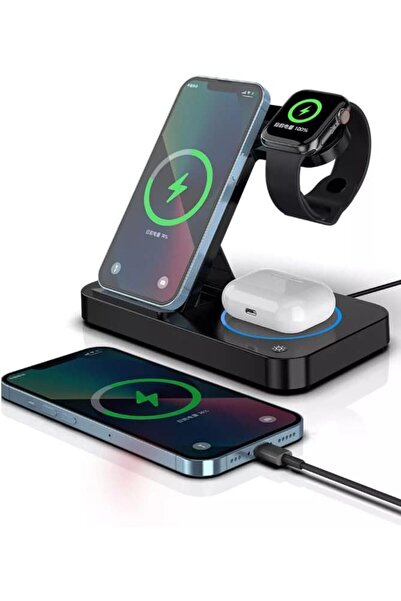 Arabest 4-in-1 Wireless Charging Station,15W Fast Charging Dock,for iOS Smart...