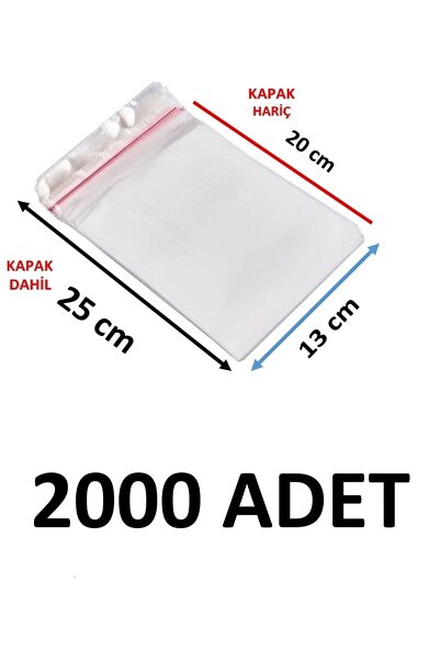 MTKardeşler 2000 Pieces 13X20+5 cm Transparent Adhesive Gelatin Bags Dowry Bags