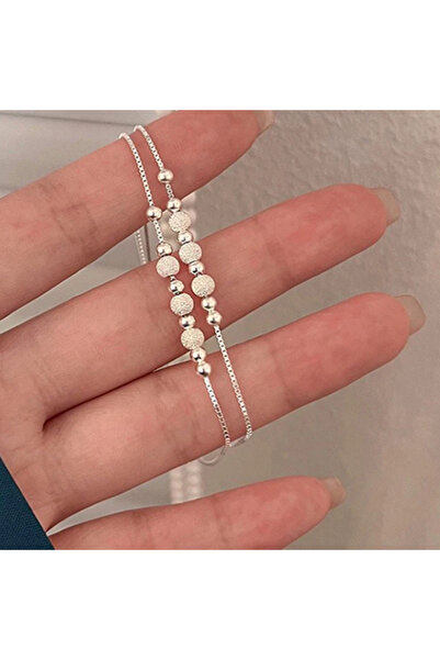 CRM Brățară elegantă pentru femei, CRM, cu mărgele decorative, lanț dublu, re...