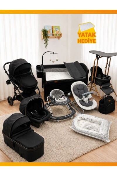 modabebekler Bebek Arabası 18 Parça Yenidoğan Çeyiz Seti Anne Yanı Beşik Mama...
