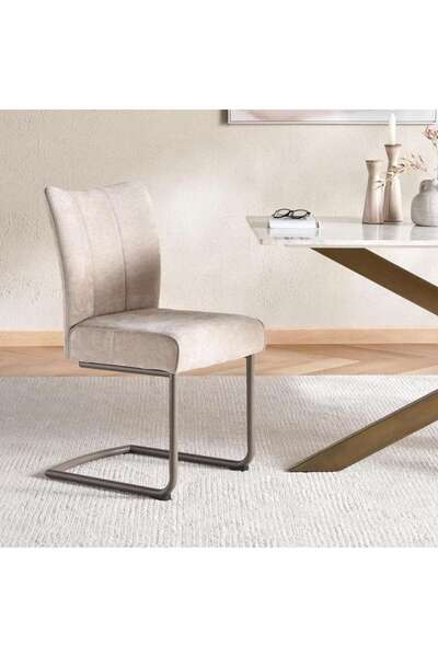 PAN HOME RIVINGTON DINING CHAIR FABRIC - BEIGE & ASH GREY