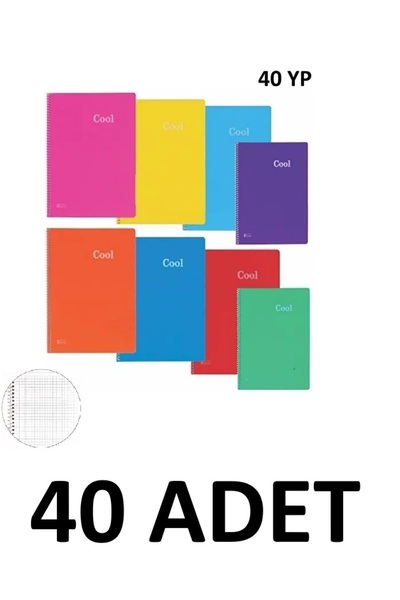 KESKİN COLOR 40 de caiete A4 cu spirală, 40 de coli, copertă din PP în carouri