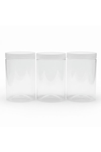 JIHAM 3-Piece Clear Plastic Storage Jar Set - 750 ml - 8.5 × 14 cm