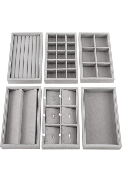Belle Vous Organizator de bijuterii, set de 6 tăvițe din catifea, 21 x 12 x 2...