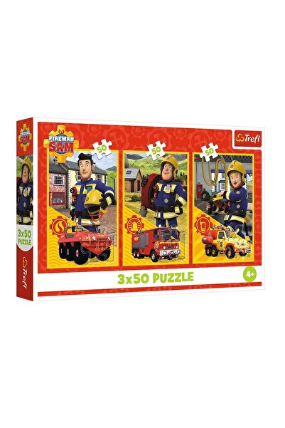LEAN Set de puzzle-uri Trefl 3 x 50 piese, Pompierul Sam, 26370