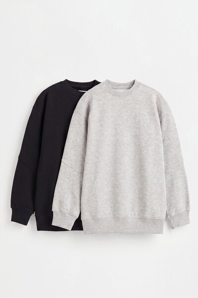 LEFTIES 2'li düz renkli pelüş sweatshirt paketi