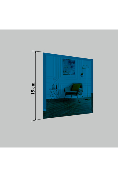 MallDeco Oglinda "PATRAT" design albastru 150x150mm