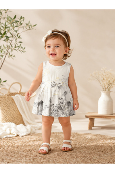Ugly Duck Lilac Bow Dress - Ecru-Grey