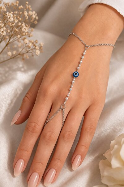 X-Lady Accessories Gümüş Renk Göz Nazar İnci Çelik Şahmeran - 3909