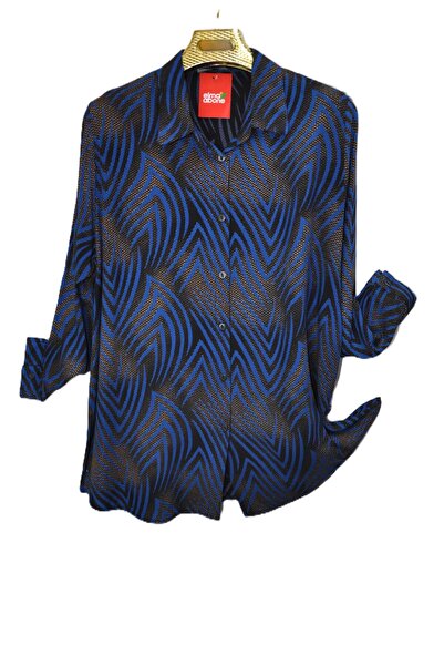 elma abone Plus Size Women's Viscose Patterned Shirt Bluz