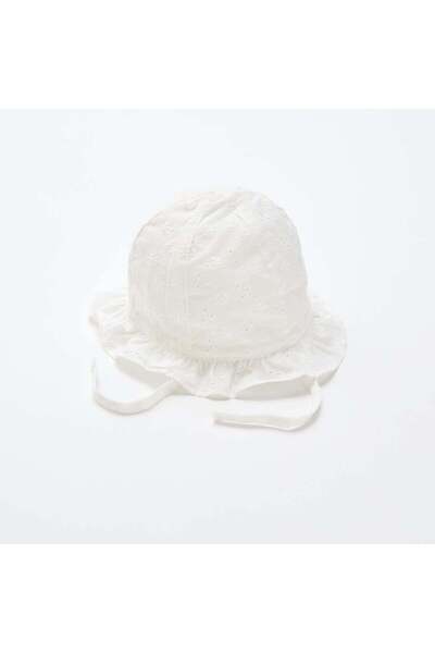 KIABI Broderie Anglaise Tie-Up Bucket Hat WHITE