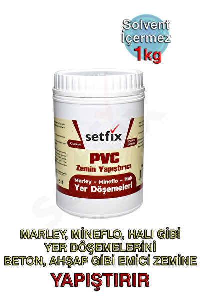 Setfix PVC Zemin Yapıştırıcı, 1 kg / Solvent İçermeyen Su Bazlı Marley, Minef...