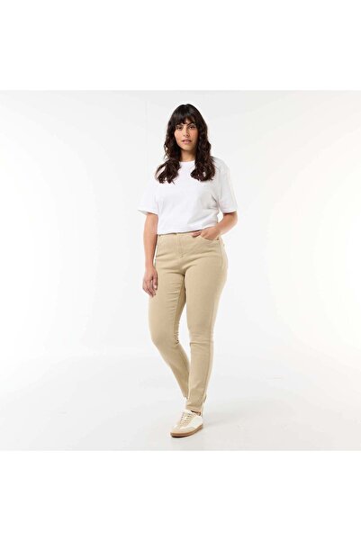 KIABI High-rise skinny trousers BEIGE