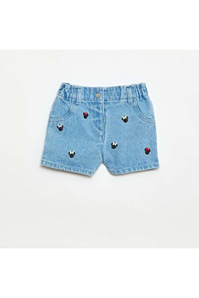 KIABI 'Disney' Embroidered Denim Shorts BLUE