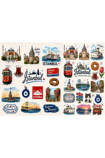 TELLGRAF مجموعة ملصقات بتصميم إسطنبول (21×30 سم، مجموعة واحدة)