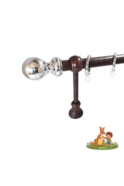 KLEIDECO Simple curtain rail SICILIA, Wood, Diameter 28 mm, MELINA ends, 340 ...