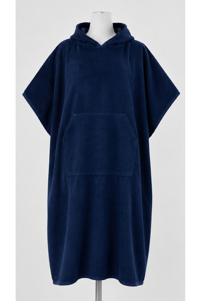 Asva Home Navy Blue Adult Hooded Welsoft Fabric Towel Poncho Unisex – Sea & B...