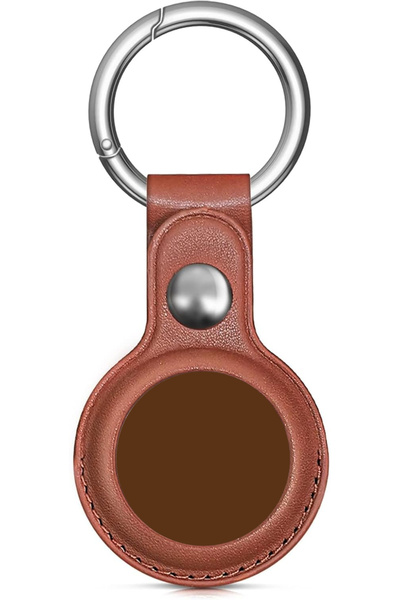 Choice1 brown For Airtags Keychain Case Cover Waterproof Key Chain Ring PU An...