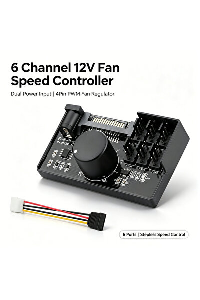 Choice PWM Fan Controller 6 Fans Supported , PC Fan Adapter Hub Powered by SA...