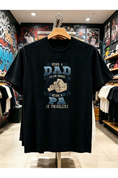 En22 تي شيرت رجالي بطبعة "Being a Dad Is an Honor Fist Bump" بأكمام قصيرة غير...