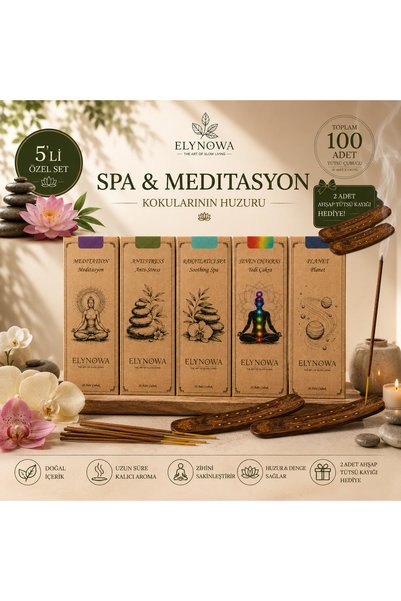 ElyNowa Spa ve Meditasyon Doğal Tütsüler 5x20 Adet - Uzun Süre Kalıcı Odunsu ...