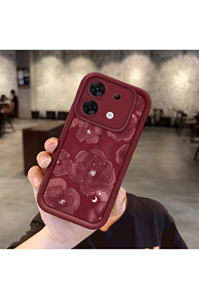 PATTERNOVA infinix Zero 30 5G Uyumlu Bordo suluboya bulanık gül trendy siliko...