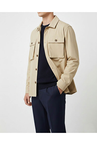 TerziAdemAltun Italian Style Men's Seasonal Coat Beige T13311