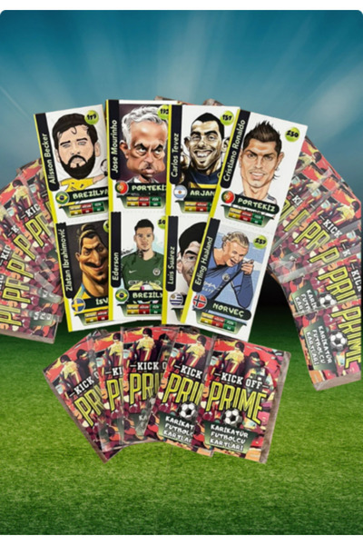 wildpanda KicK Off Prime Karikatür Futbolcu Oyun Kartları 25 Poşet 50 Adet Sp...