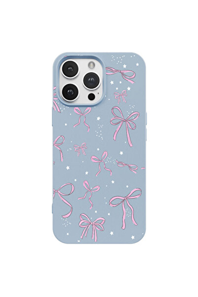 Casen iPhone 14 Pro Max Mavi Ribbon Stars Kamera Korumalı Premium Renkli Sili...