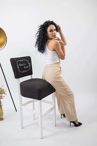 Mauri Pantaloni din in cu croială largă, crem - XL/XXL