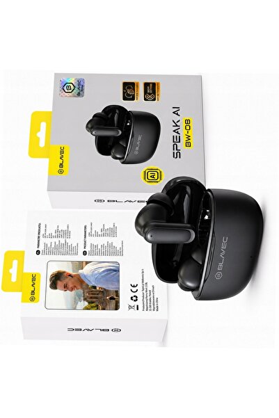 Blavec Căști traducătoare negre TWS BW-08 cu AI pentru Vivo V50 Lite
