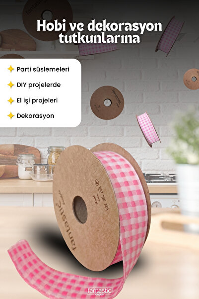 FANTASTIC Pötikare Ekose Gingham Dokuma Kurdele 20mm 10 Metre