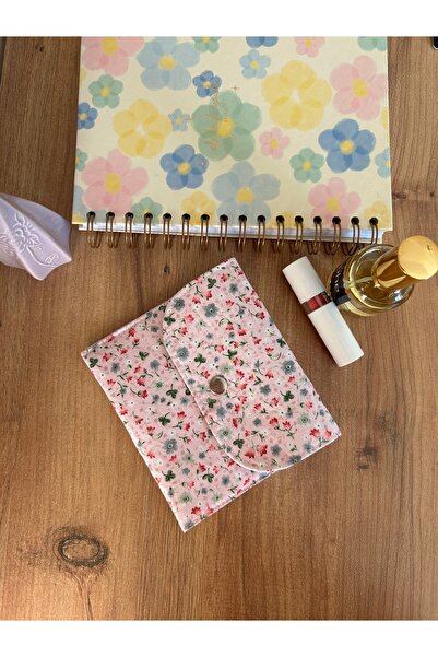 minyaturhayalim Pembe minik çiçekli küçük tek gözlü çıtçıtlı makyaj çantası c...