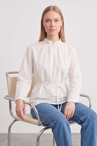 Fulla Moda Floral Tie-Waist Wide-Sleeve Blouse