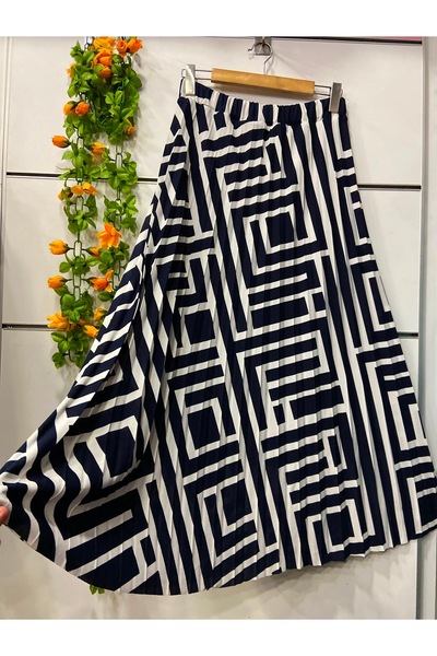 edu collection Patterned Crepe Pleated Skirt