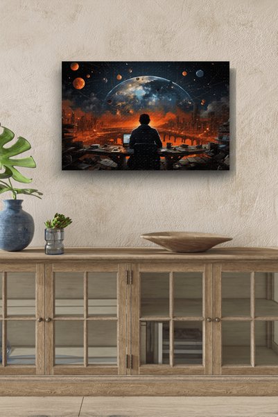 gurbaart Gezegen Detaylı Fantastik Tasarım Yatay Yağlı HD Baskı Kanvas Tablo