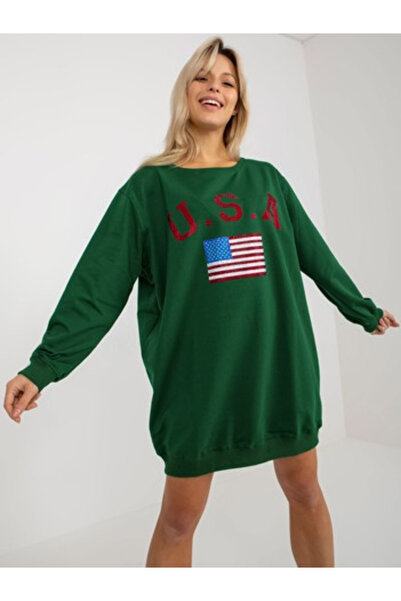 Vikki Women's Sweatshirt, Vikki, Cotton, Long Sleeve, Dark Green, model VI-BL...