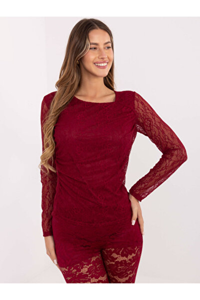 Italy Moda Bluza Dama Maneca lunga, Dantela, ITALY MODA, Bordo Eleganta