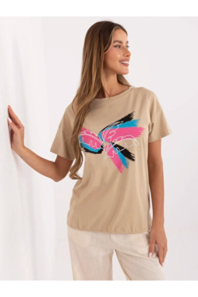 CALİMERA Tricou Dama, Calimera, Bumbac, Maneca scurta, Camel, model CLM-TS-10...